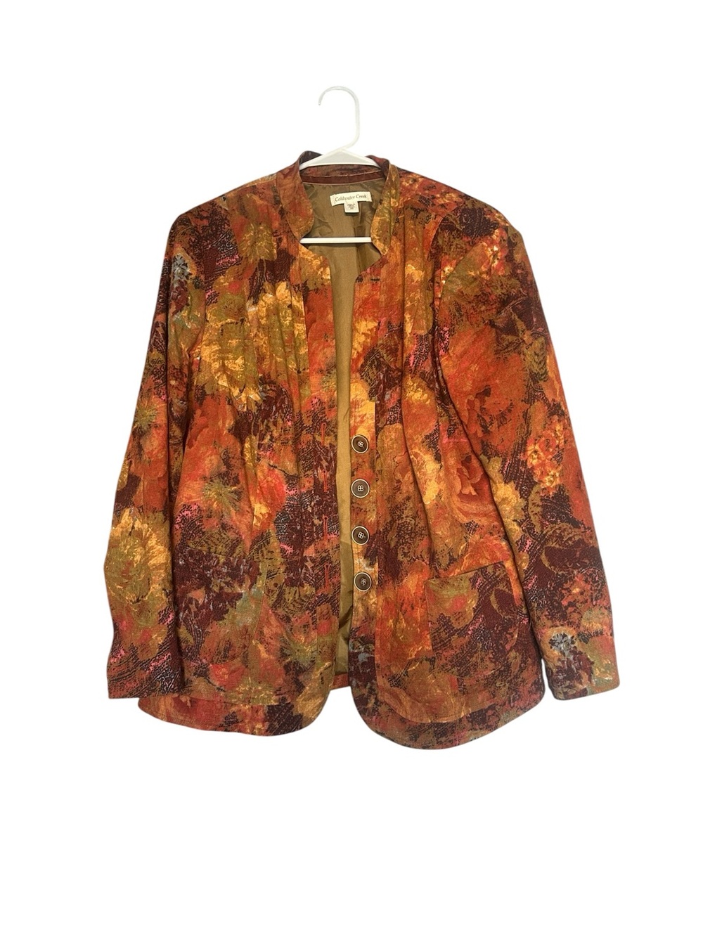 Coldwater Creek Autumn Floral Button-Front Blazer - Rust Multi